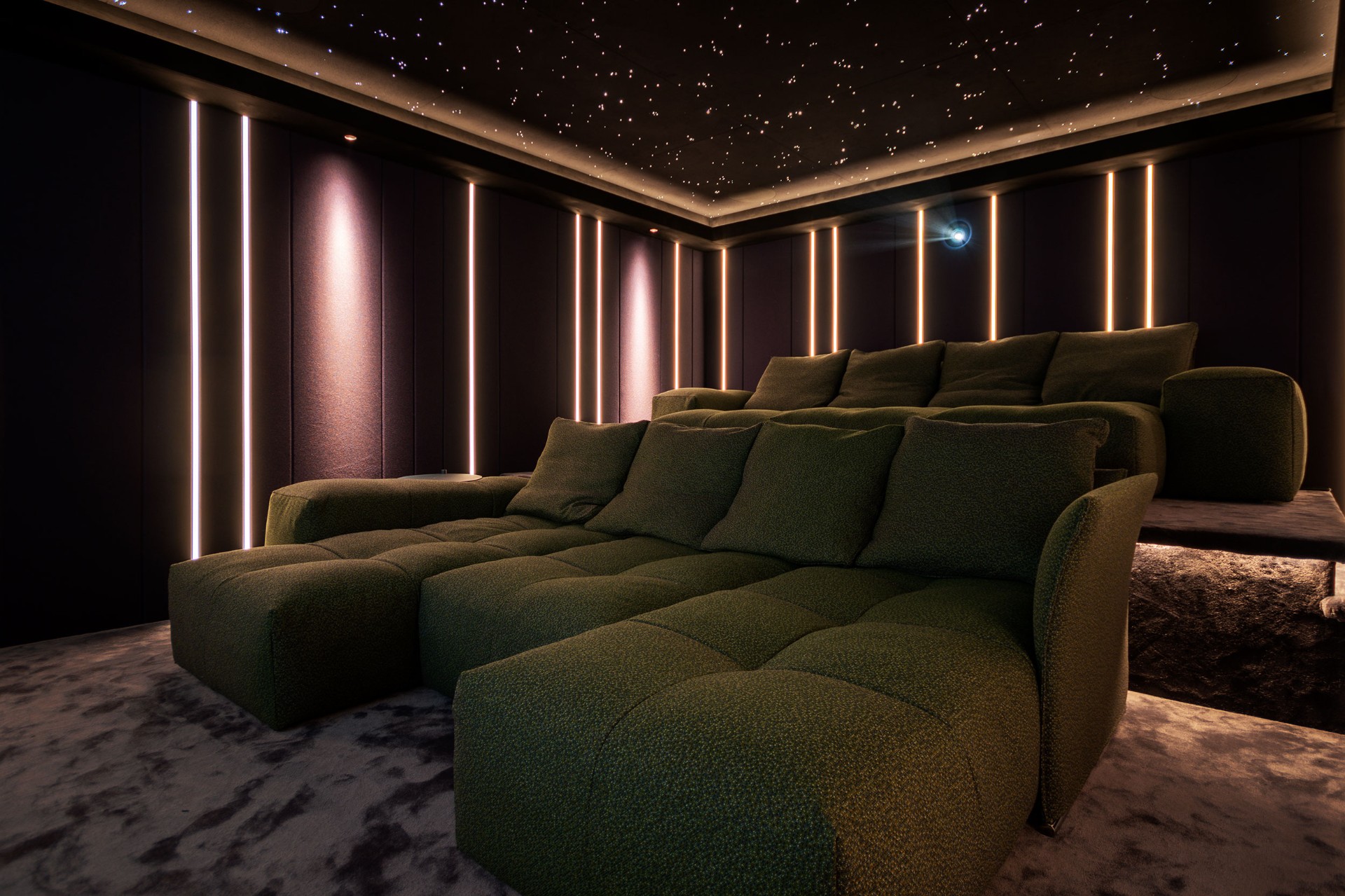 bespoke home cinema seating installation