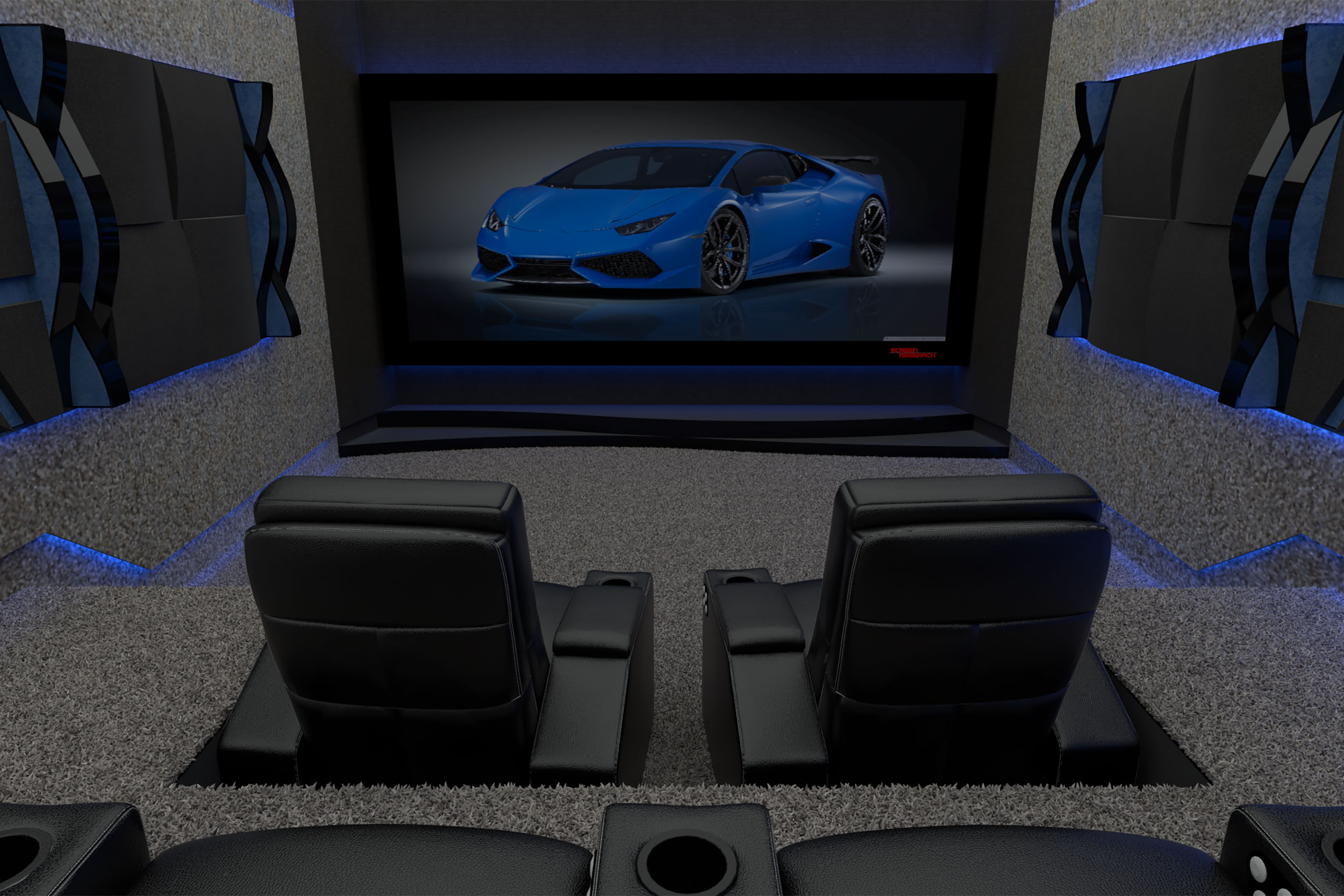 3D render of home cinema